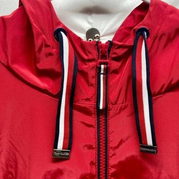 Tommy Hilfiger Jacket Women's XL Crimson Red Hooded Full Zip Windbreaker Coat EC - Picture 4 of 16
